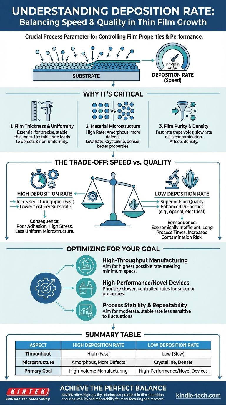 Was sagt die Abscheiderate aus? Das Gleichgewicht zwischen Geschwindigkeit und Qualität bei der Dünnschichtabscheidung meistern Visuelle Anleitung