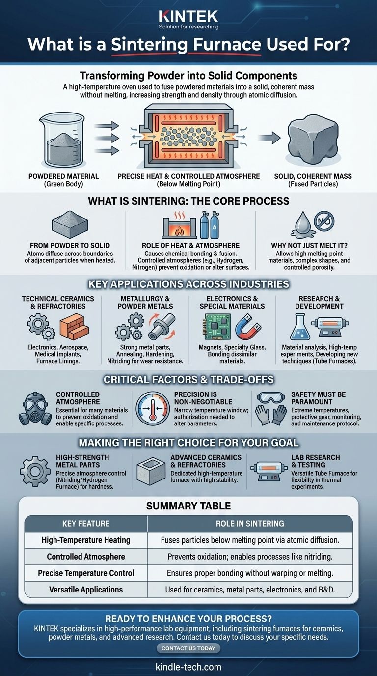 What is a sintering furnace used for? Transform Powder into High-Strength Components Visual Guide