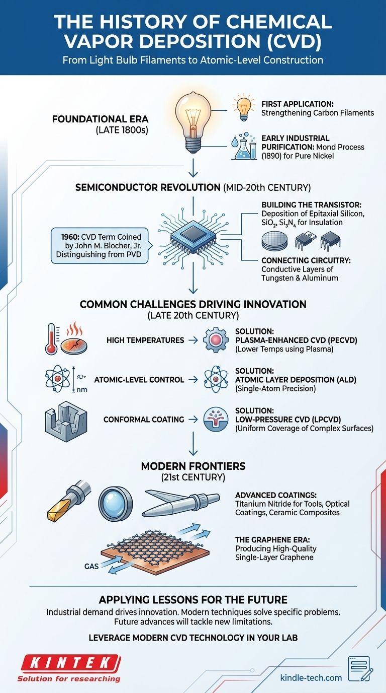 What is the history of chemical vapor deposition? From Light Bulbs to Modern Electronics Visual Guide