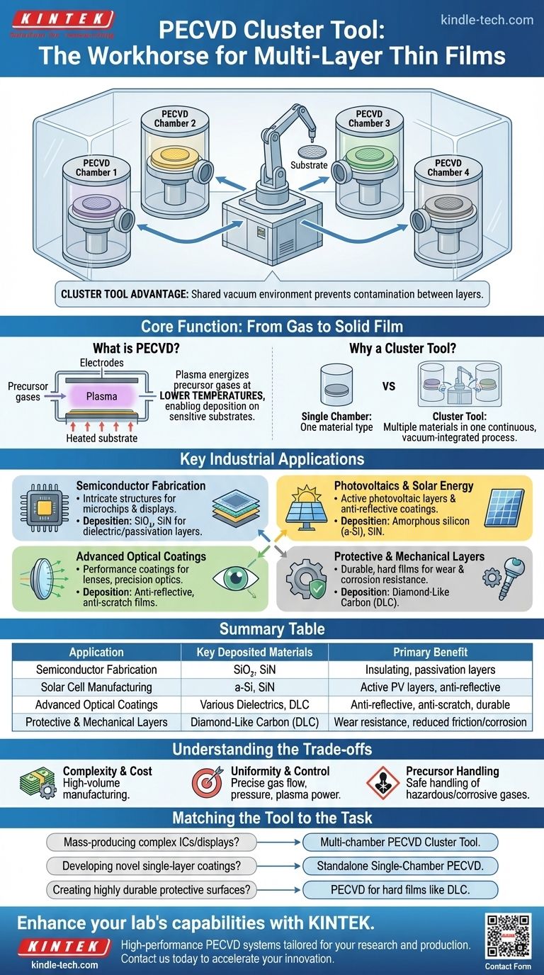 A cosa serve la deposizione con tool cluster PECVD? Essenziale per la fabbricazione di dispositivi multistrato ad alta purezza Guida Visiva