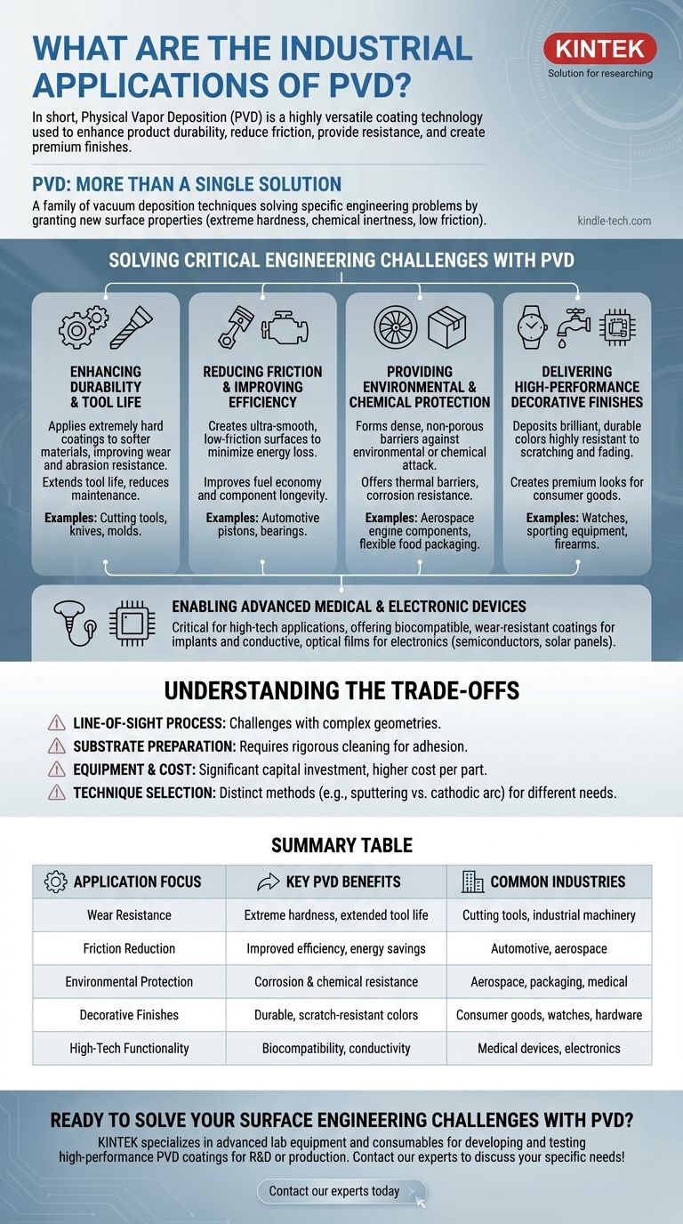 ما هي التطبيقات الصناعية للترسيب الفيزيائي للبخار (PVD)؟ تعزيز المتانة والكفاءة والجماليات دليل مرئي