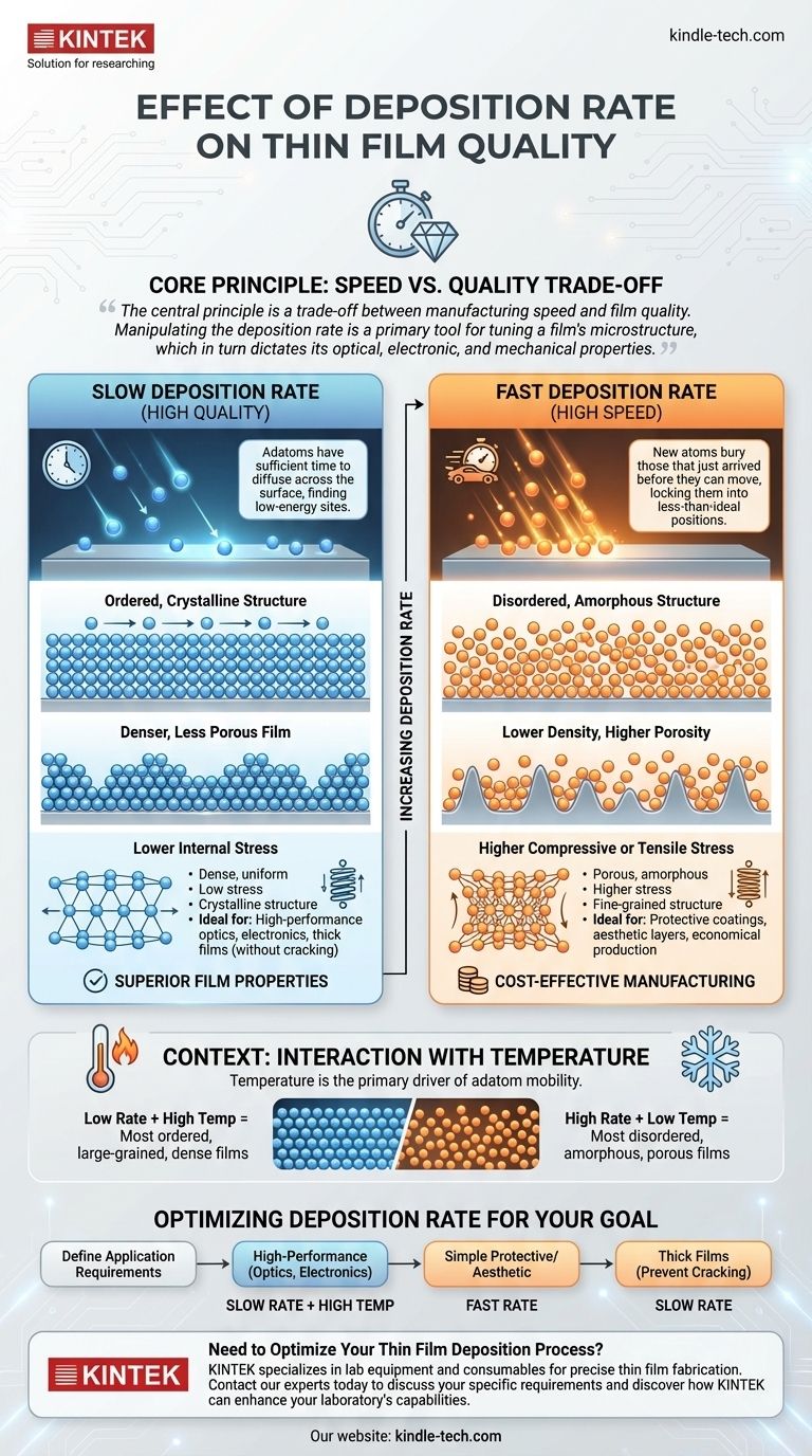 Каково влияние скорости осаждения на тонкую пленку? Контроль микроструктуры для лучшей производительности Визуальное руководство