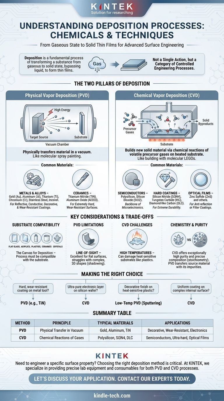 어떤 화학 물질이 증착을 나타내는가? 귀하의 응용 분야를 위한 PVD 및 CVD 재료 가이드 시각적 가이드