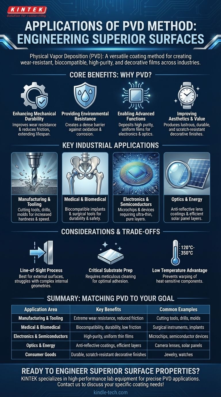 Was sind die Anwendungen der PVD-Methode? Haltbarkeit, Leistung und Ästhetik verbessern Visuelle Anleitung