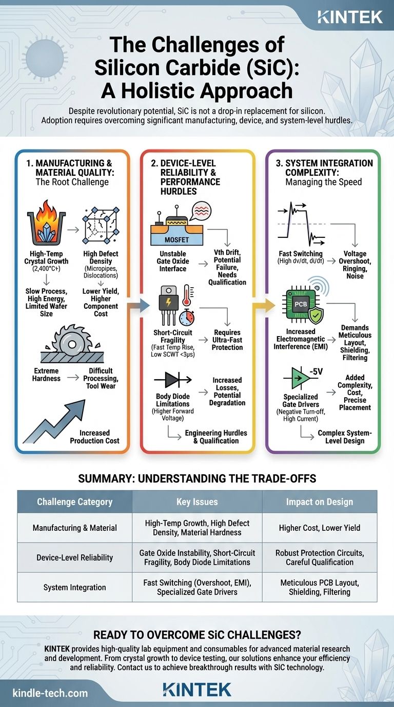 ¿Cuáles son los desafíos del carburo de silicio? Navegando los obstáculos de fabricación, fiabilidad e integración Guía Visual