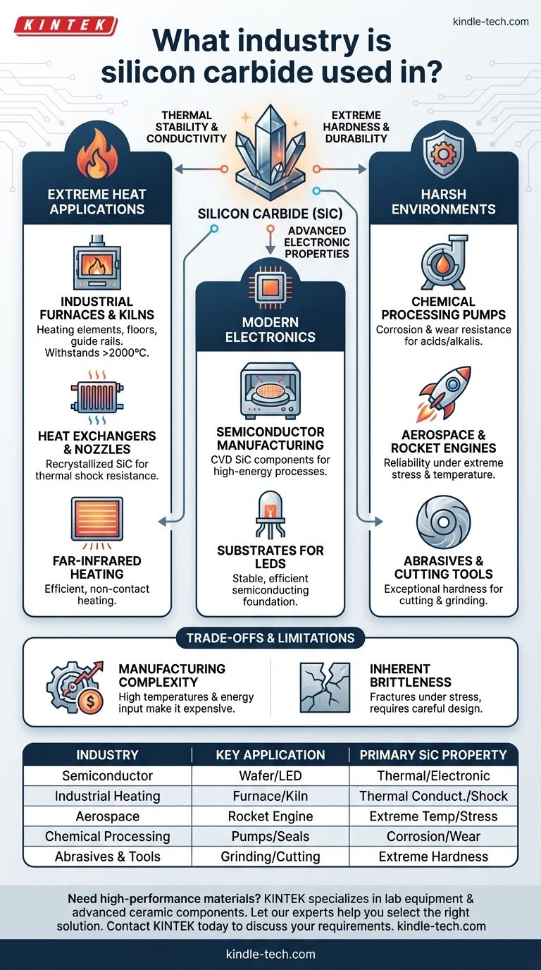 في أي صناعة يستخدم كربيد السيليكون؟ تزويد أشباه الموصلات والطيران والتطبيقات ذات درجات الحرارة العالية بالطاقة دليل مرئي