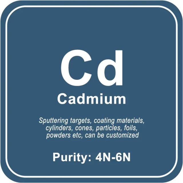 Alvo de pulverização catódica de cádmio (Cd) de elevada pureza / Pó / Fio / Bloco / Grânulo