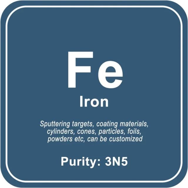 Alvo de pulverização catódica de ferro (Fe) de elevada pureza / Pó / Fio / Bloco / Grânulo