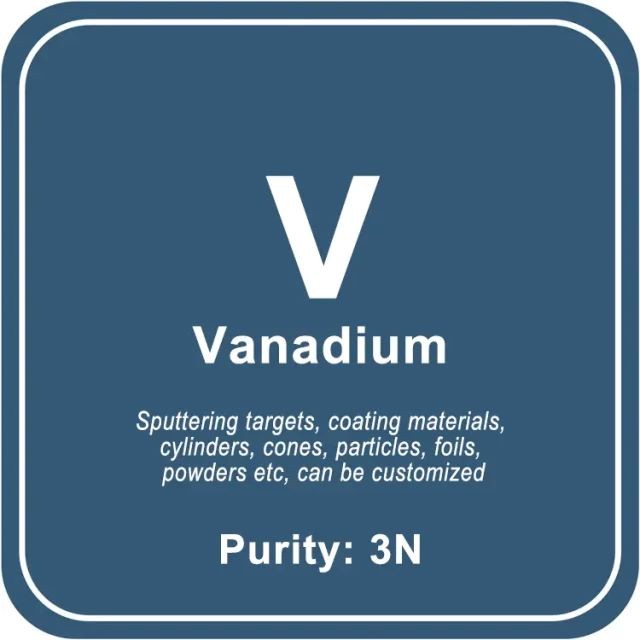 Alvo de pulverização catódica de vanádio (V) de elevada pureza / Pó / Fio / Bloco / Grânulo