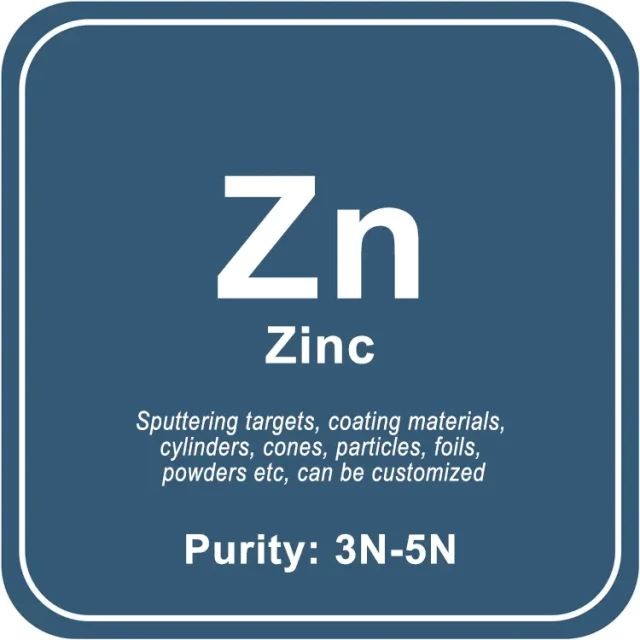 Cible de pulvérisation de zinc (Zn) de grande pureté/poudre/fil/bloc/granule