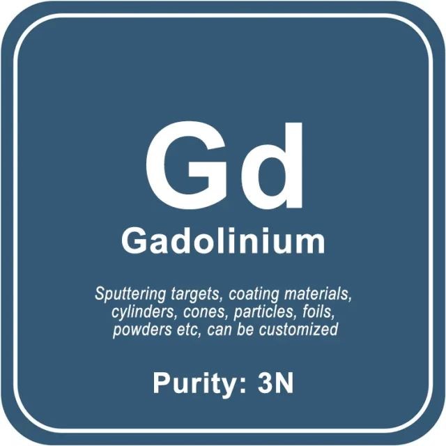 Blanco de pulverización catódica de gadolinio (Gd) de alta pureza/polvo/alambre/bloque/gránulo