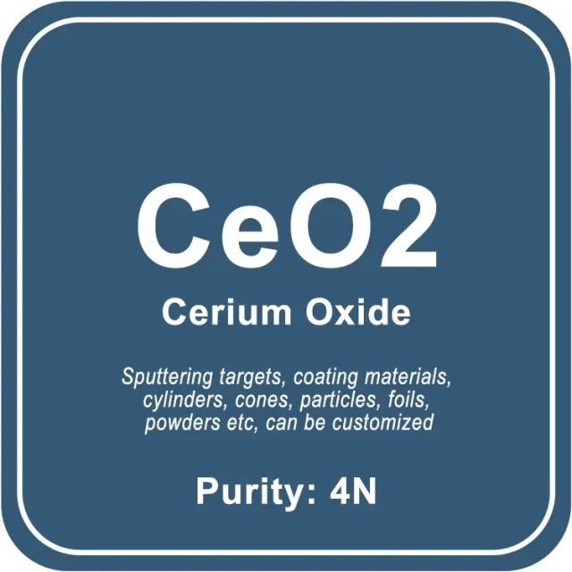 Blanco de pulverización catódica de óxido de cerio de alta pureza (CeO2)/polvo/alambre/bloque/gránulo