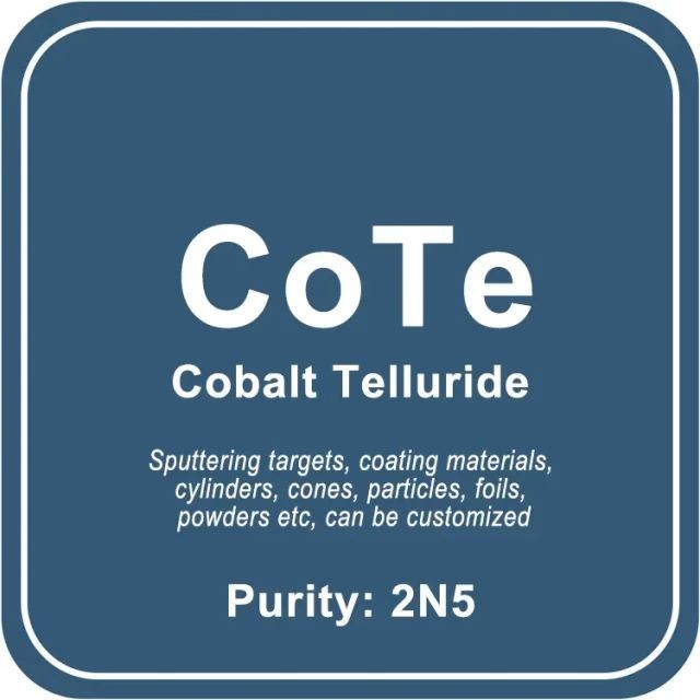 Blanco de pulverización catódica de telururo de cobalto (CoTe) / Polvo / Alambre / Bloque / Gránulo