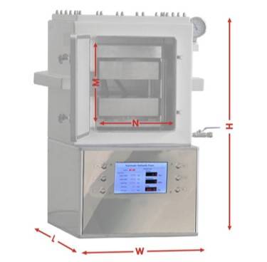 رسم تخطيطي لأبعاد مكبس أقراص المسحوق