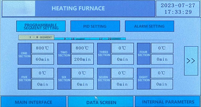 Setting interface