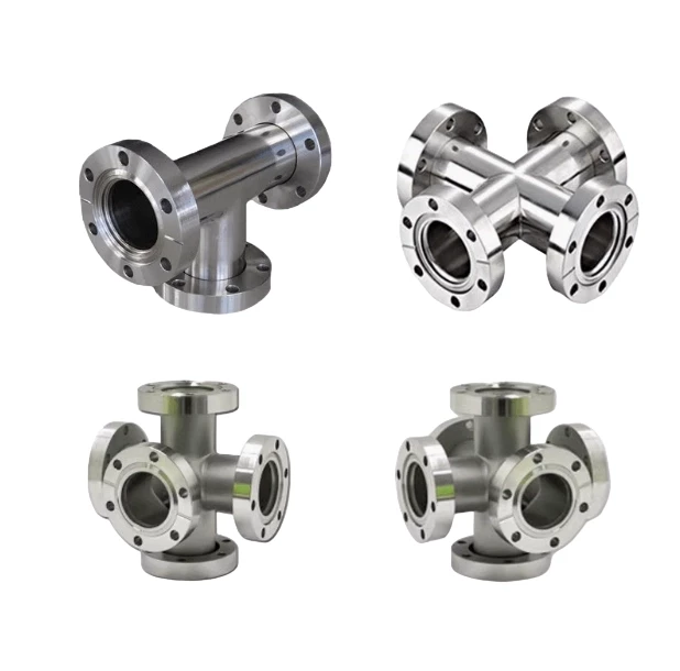 KF/ISO/CF Tubo com flange de aço inoxidável para vácuo ultra-alto/tubo reto/tubo cruzado