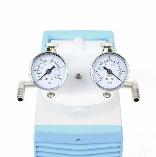 Oil-free diaphragm vacuum pump details close-up