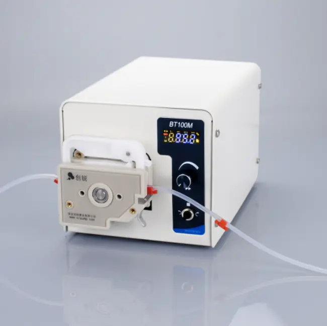 Close-up of the front of the variable speed peristaltic pump