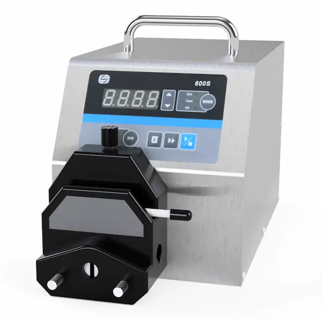 Close-up of the front of the variable speed peristaltic pump