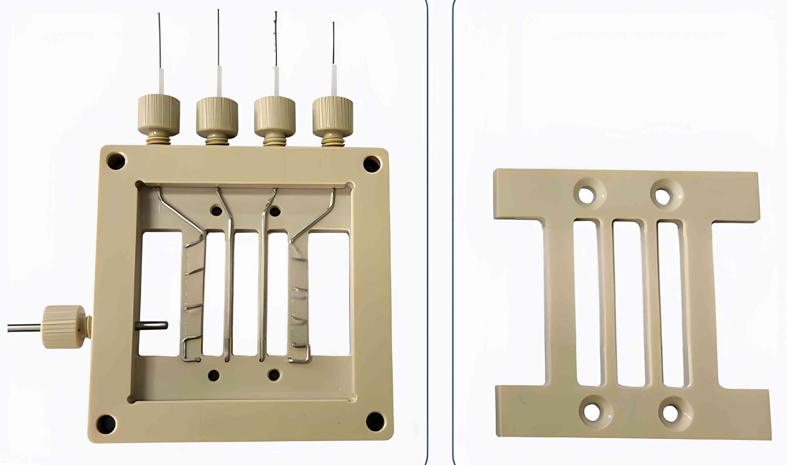Modèle : SMP102 Matériau : Fil de platine conducteur, cadre en matériau non conducteur Application : Utilisé pour tester la conductivité ionique des membranes échangeuses de protons et des membranes échangeuses d'anions.