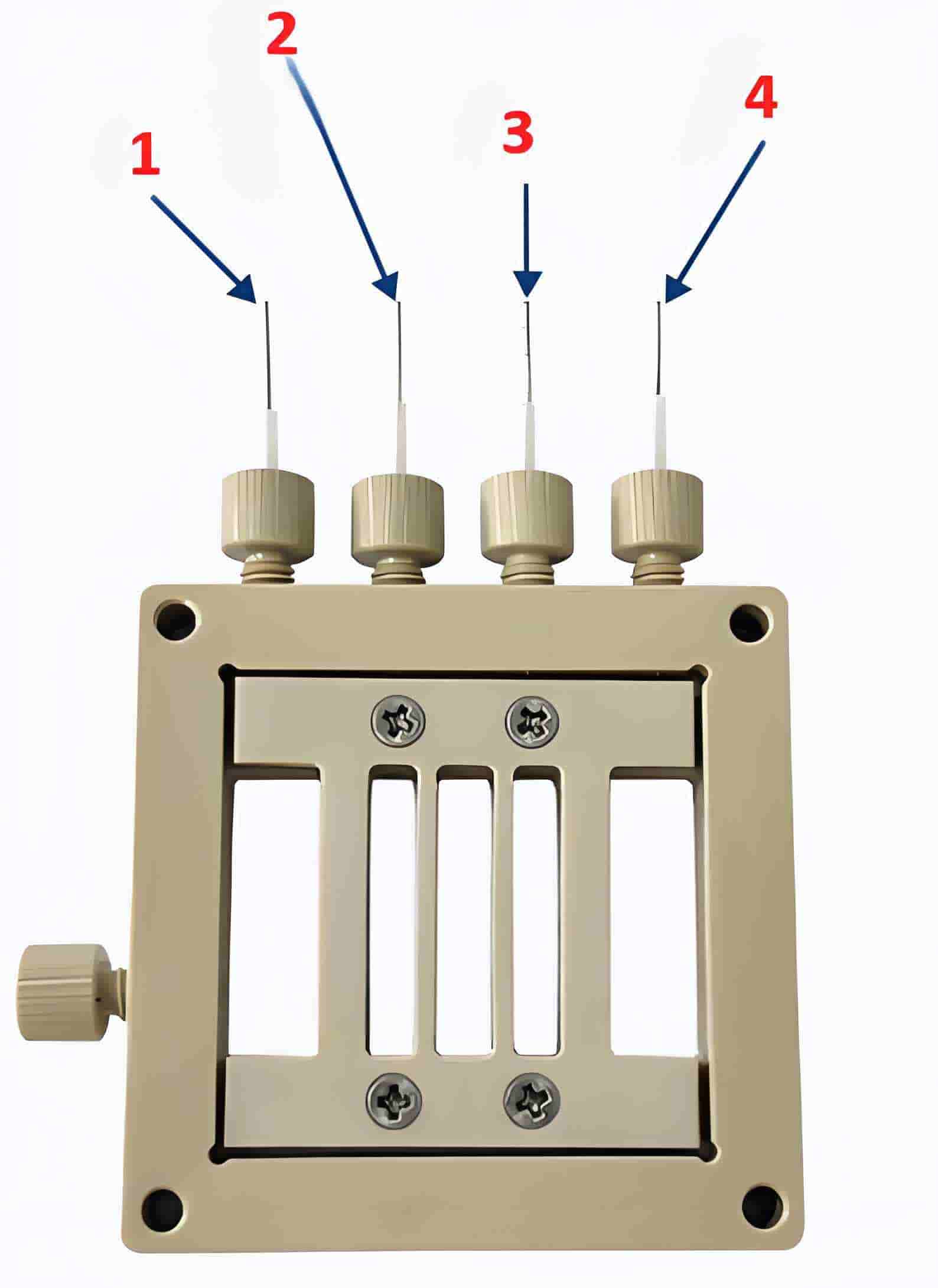 1. Auxiliary electrode 2. Reference electrode 3. Induction electrode 4. Working electrode