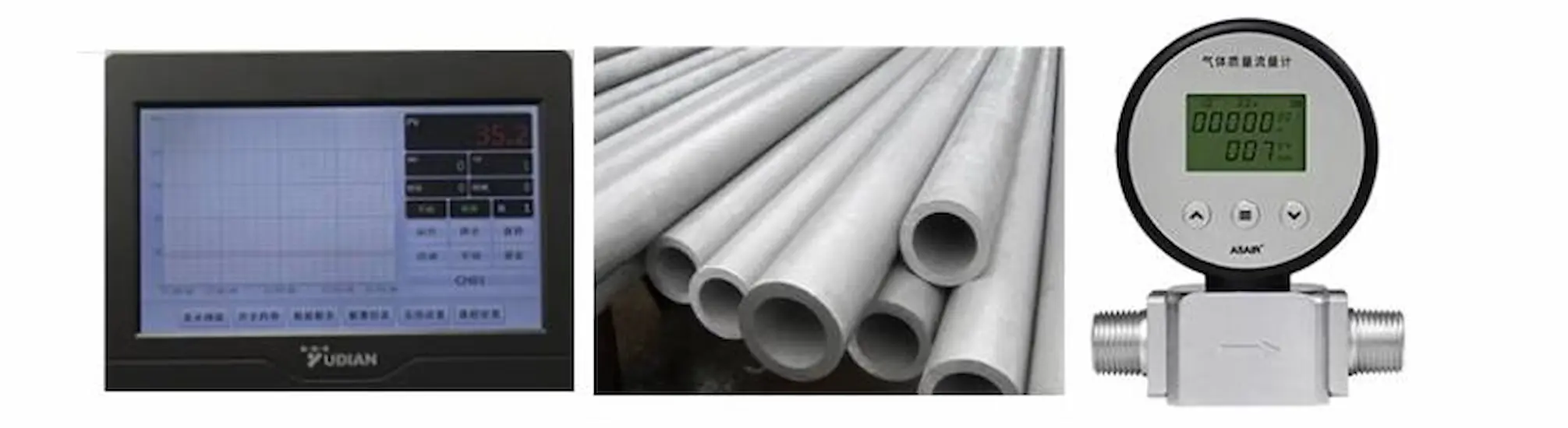 Tube furnace details 1. Temperature control meter optional touch screen 2. Stainless steel tube 3. Mass flow meter